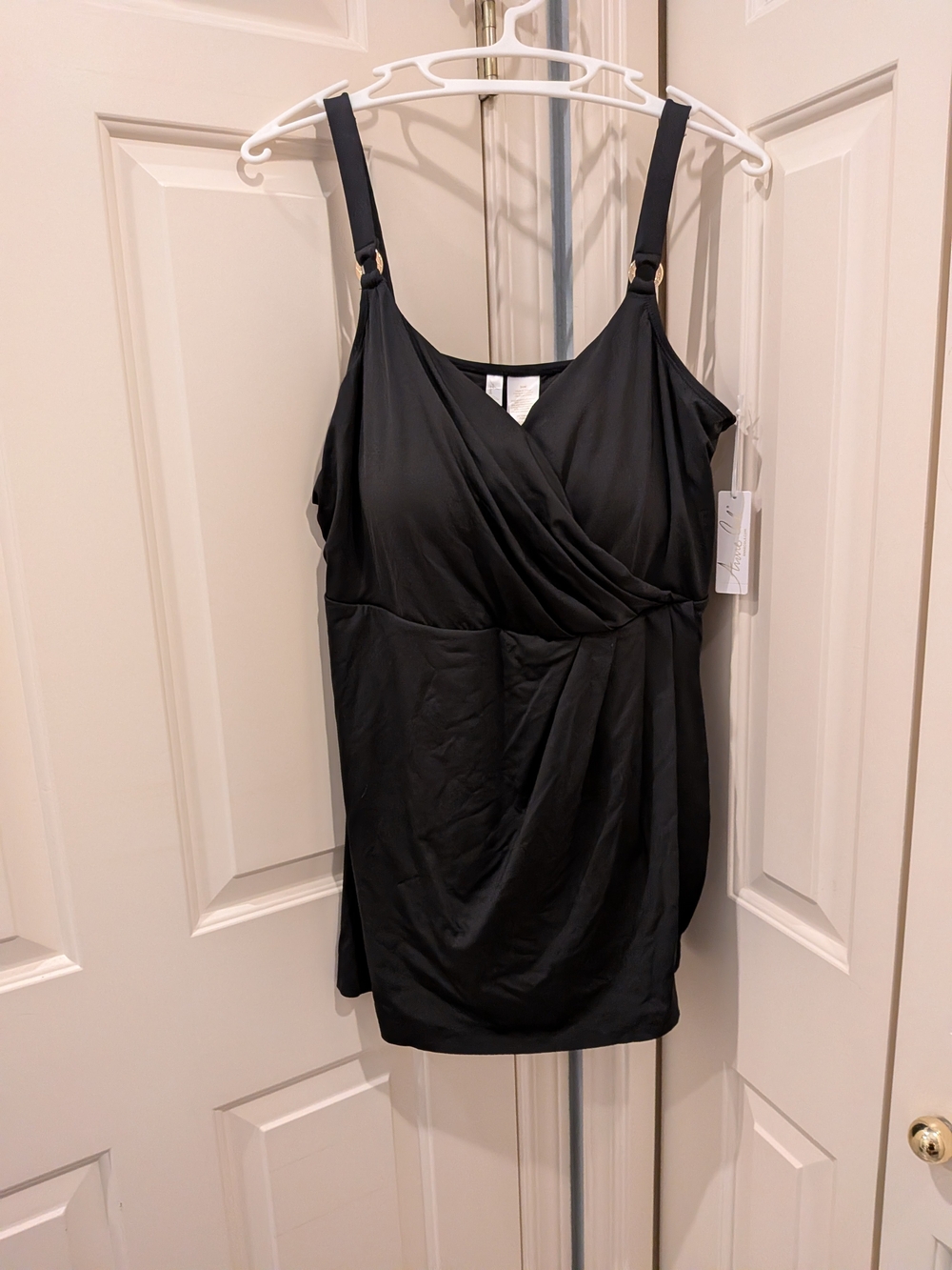 Anne Cole Black Wrap-Style Swim Dress